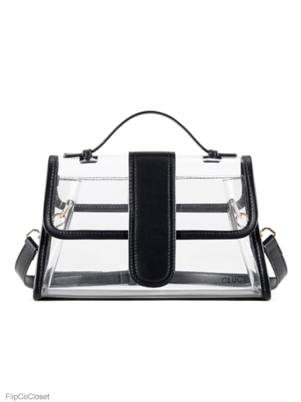 Clear Stadium Approved Crossbody Bag PVC Vegan Leather Trim Women